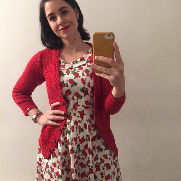 1950s Style Red Roses Summer Dress - Picture 3 of 9